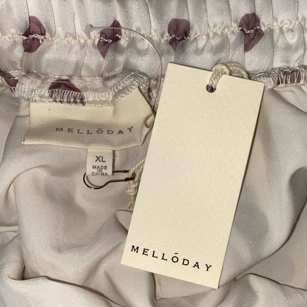 Melloday Polka Dot Midi Skirt Cream Brown Size X-Large with Pockets - Picture 9 of 12